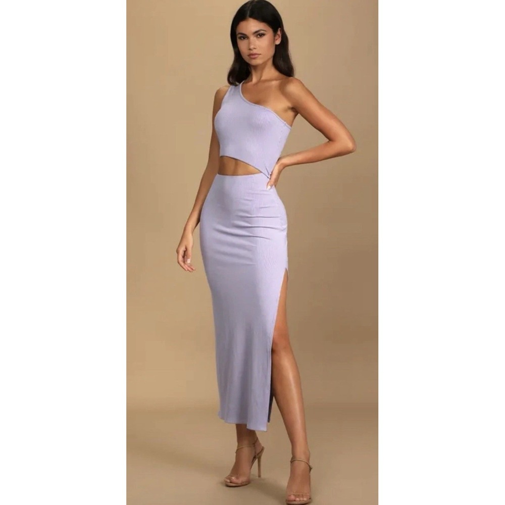 Lulus Lavender One Shoulder Cutout Bodycon Rubbed Dress Medium